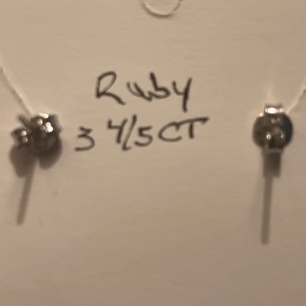 Ruby Sterling Silver Studs Earrings - Picture 2 of 3
